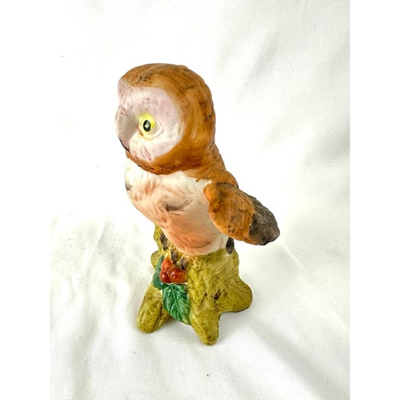 Ceramic Cute Baby Owl Statue Figurine Woodland Creature Nursery Decor Vintage - Picture 4 of 8